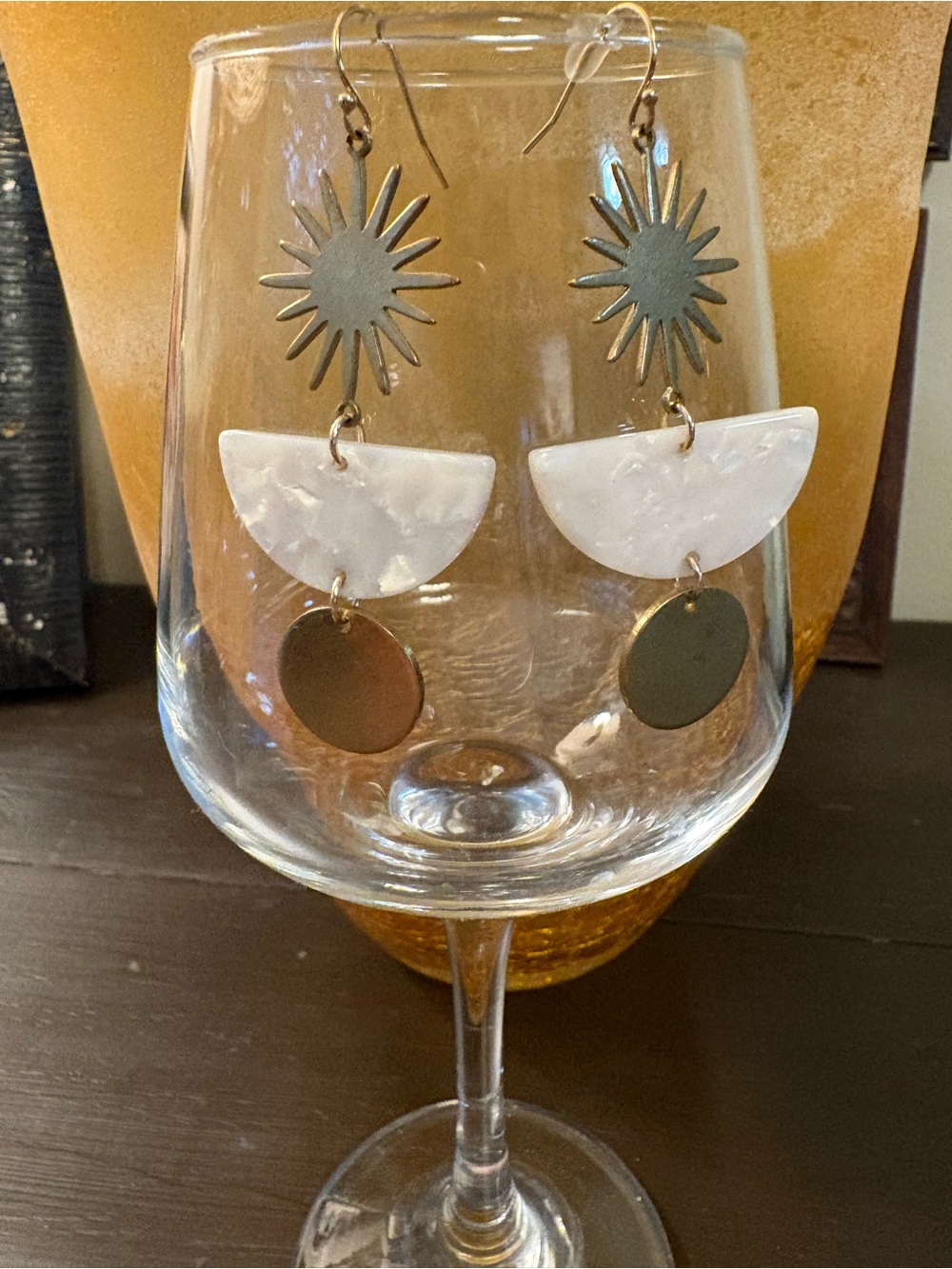Handcrafted Acetate Tortoise Shell Starburst Brass earrings